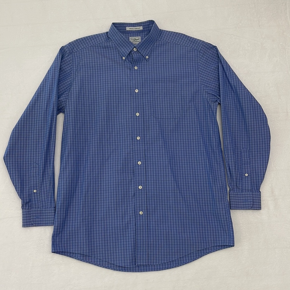 L.L. Bean Blue Plaid Casual Button-Down Shirt